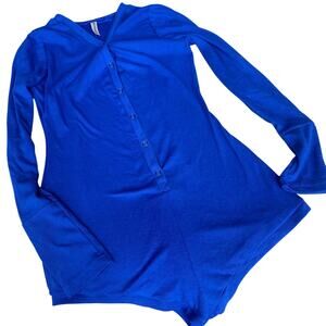 NWOT Moxeay Size Small Ladies bodysuit Royal Blue Long Sleeve Soft Casual